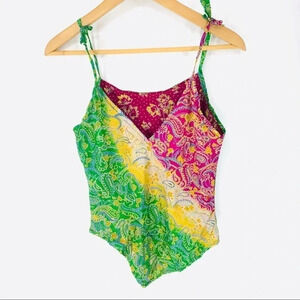 Upcycled boho sari silk tank top